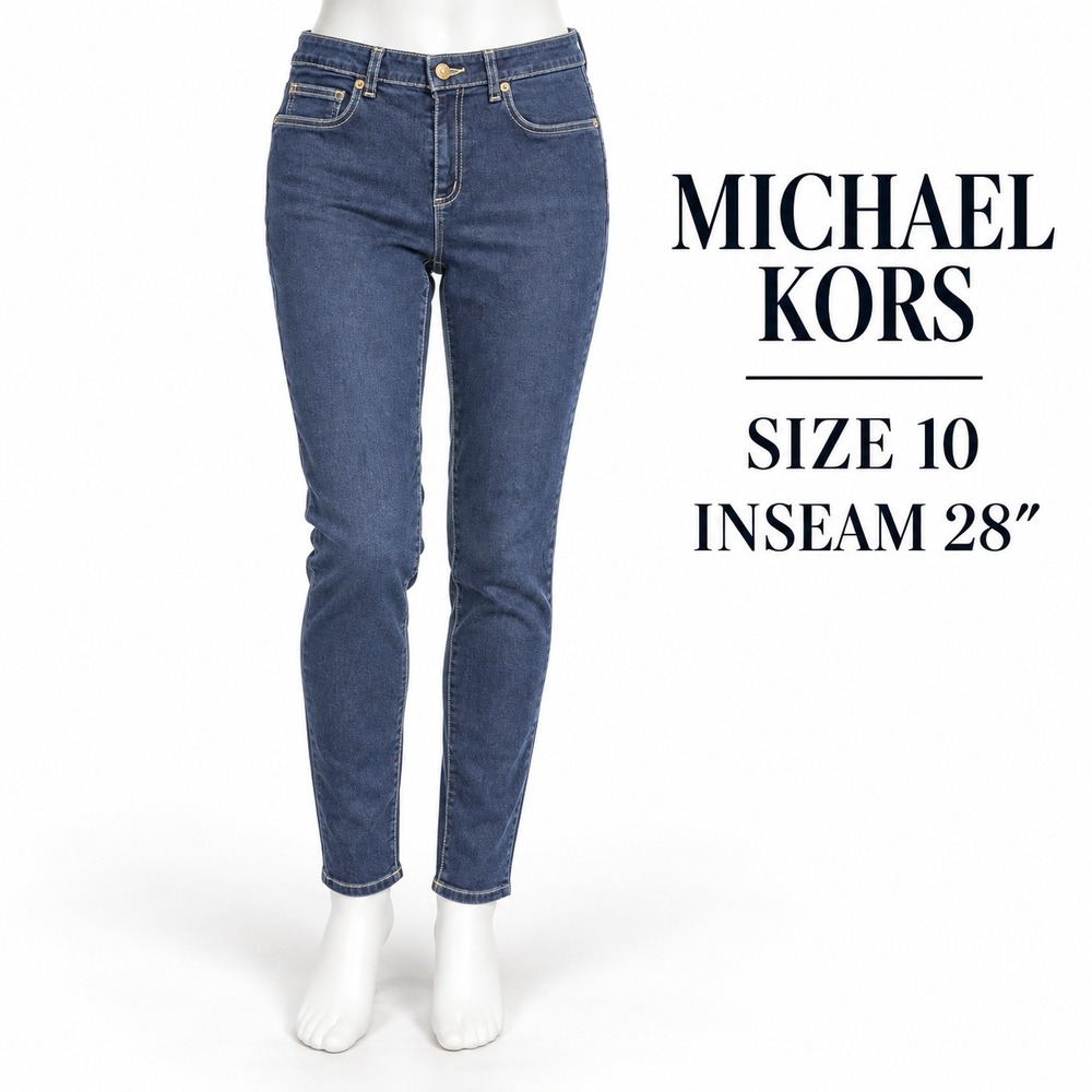 Michael Kors Womens Size 10 Skinny Jeans Blue Stretch Denim 28 Inch Inseam